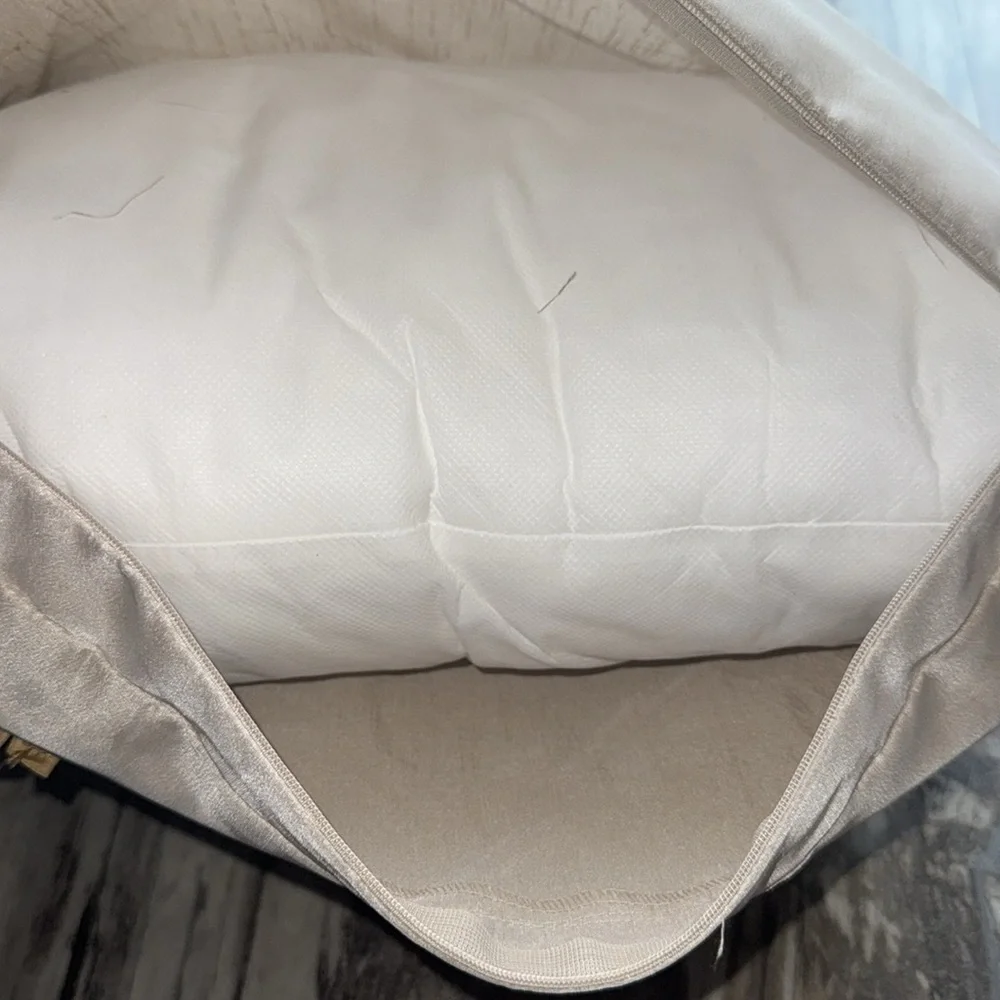 Vintage Elegant Unique Floral Accent Pillow 19X15 sheer cover taupe